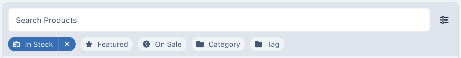 Product search and filtering interface